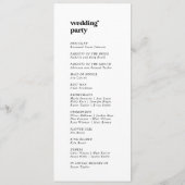 Modern Black Typography Wedding Programme Programmakaart (Achterkant)