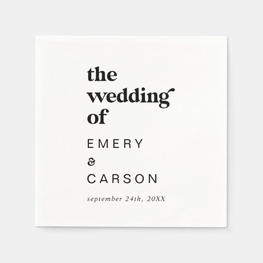 Modern Black Typography Wedding Servet (Voorkant)