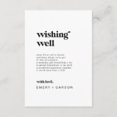 Modern Black Typography Wedding Wishing Well Kaart (Voorkant)