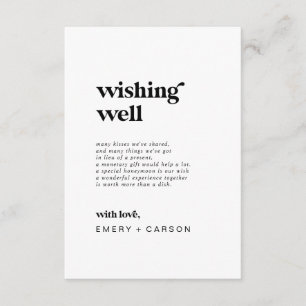 Modern Black Typography Wedding Wishing Well Kaart