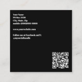 Modern Black Voeg uw Logo toe met QR-code Vierkante Visitekaartje (Achterkant)