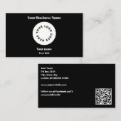 Modern Black Voeg uw Logo toe met QR-code Visitekaartje (Voorkant / Achterkant)