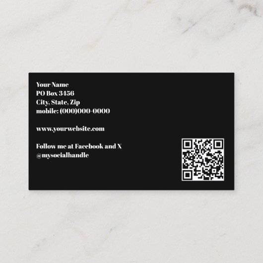 Modern Black Voeg uw Logo toe met QR-code Visitekaartje (Achterkant)