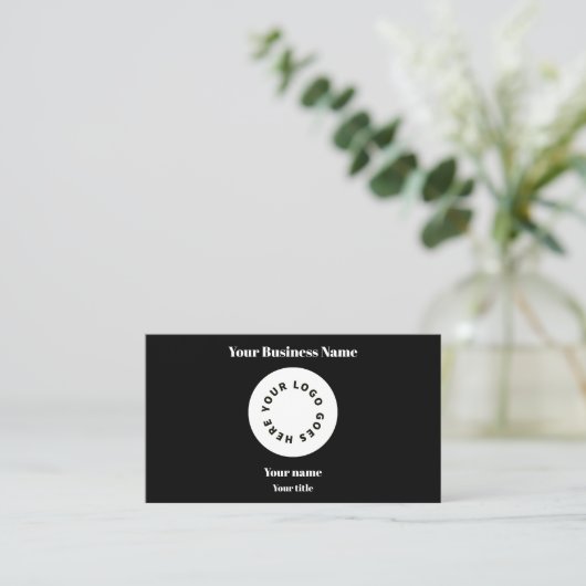 Modern Black Voeg uw Logo toe met QR-code Visitekaartje (Staand voorkant)