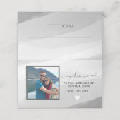 Modern Black Waterverf foto bruiloft gevouwen Plaatskaartje (Buitenkant ongevouwen)