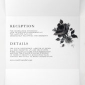 Modern Black Waterverf Roos minimalistisch huwelij Drieluik Uitnodiging (Binnenkant midden)