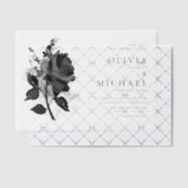 Modern Black Waterverf Roos minimalistisch huwelij Vellum Uitnodigingen (Offset (Uitnodiging))