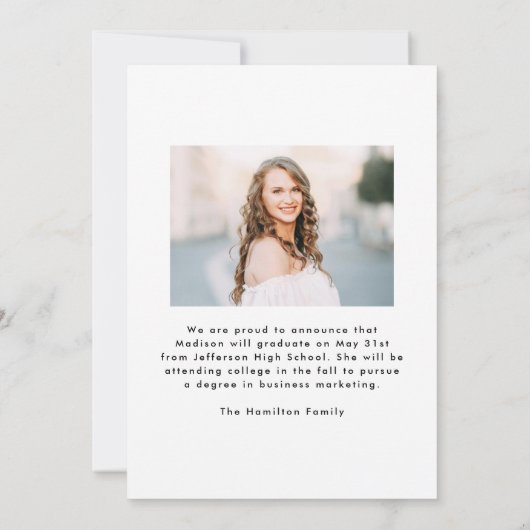 Modern Black Wavy Lijst 2 Foto Afstuderen Aankondiging (Achterkant)