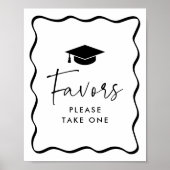 Modern Black Wavy Lijst Afstuderen Favors Sign Poster (Voorkant)