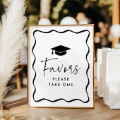 Modern Black Wavy Lijst Afstuderen Favors Sign Poster