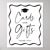 Modern Black Wavy Lijst Afstuderen Kaarten en gesc Poster (Voorkant)