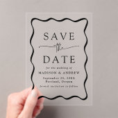 Modern Black Wavy Lijst Wedding Save the Date Acryl Uitnodigingen (Insitu (Draagbaar))