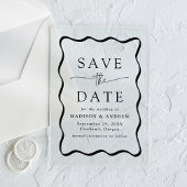 Modern Black Wavy Lijst Wedding Save the Date Acryl Uitnodigingen