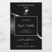 Modern Black Wavy Silver Schattige Hearts Product Voedselcontainer Etiket (Enkel label)