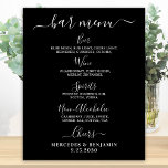 Modern Black Wedding Bar - Persoonlijk menu Drink Poster<br><div class="desc">Menu Bar! Eenvoudige maar elegante kalligrafie, dit bord van de trouwlende drink kenmerkt vier drinken "Bier", "Wijn", "Spirits" en "Niet-Alcoholic", gepersonaliseerd met uw drinken van keuze. Pas dit elegante trouwbord aan met uw namen en het menu van de drink van de trouwbar! COPYRIGHT © 2020 Judy Burrows, Black Dog Art...</div>