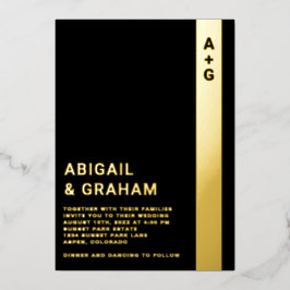 Modern Black Wedding Folie Invitation Folie Uitnodiging