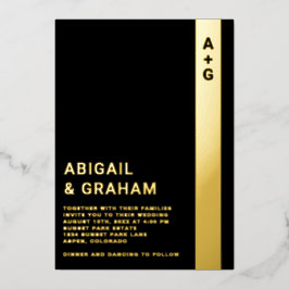 Modern Black Wedding Folie Invitation Uitnodiging