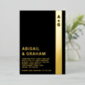 Modern Black Wedding Folie Invitation Uitnodiging (Staand Voorkant)