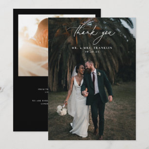 Modern Black Wedding Foto Bedankkaart