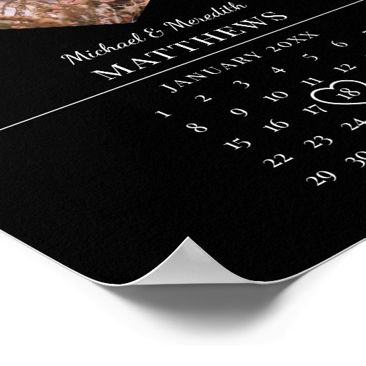 Modern Black Wedding Jubileum Agenda Poster (Hoek)