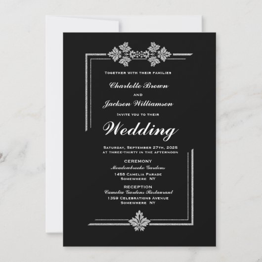 Modern Black Wedding Kaart (Voorkant)