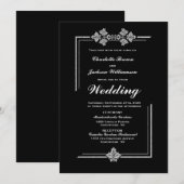 Modern Black Wedding Kaart (Voorkant / Achterkant)