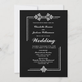 Modern Black Wedding Kaart