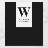 Modern Black Wedding Monogram | Minimalist Wijn Etiket (Enkel label)
