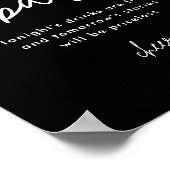 Modern Black Wedding Open Bar Table Sign Poster (Hoek)