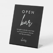 Modern Black Wedding Open Bar Teken Reclamebord Met Voetstuk (Voorkant)