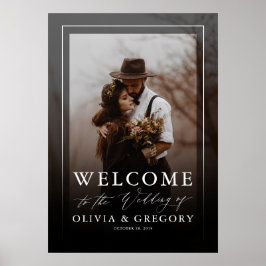 Modern Black Wedding Photo Welcome Sign Poster