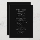 Modern Black Wedding Program Kaart (Voorkant / Achterkant)