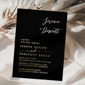 Modern Black Wedding Real Folie Uitnodiging