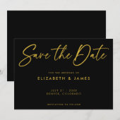 Modern Black Wedding Save the Date Invitation Kaart (Voorkant / Achterkant)