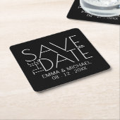 Modern Black Wedding Save the Date Kartonnen Onderzetters (Schuin)