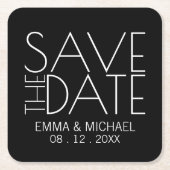 Modern Black Wedding Save the Date Kartonnen Onderzetters (Voorkant)
