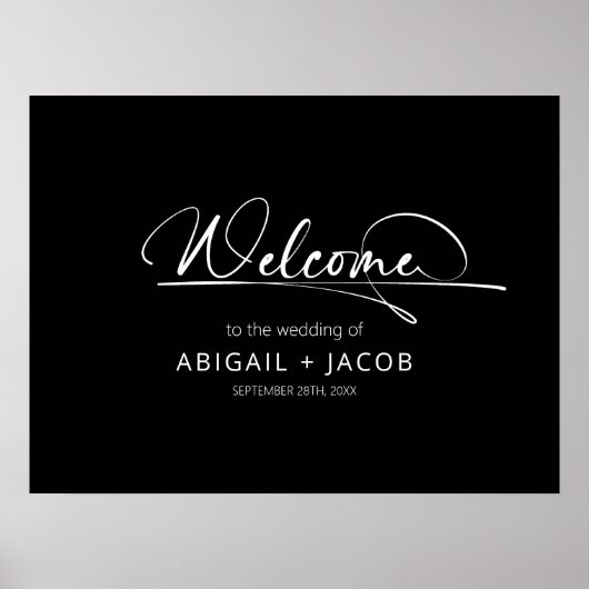Modern Black Wedding Welcome Sign Poster (Voorkant)