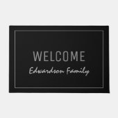 Modern black Welcome monogram family name Deurmat (Voorkant)