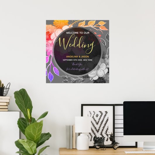Modern Black Welcome Wedding Poster (Thuiskantoor)