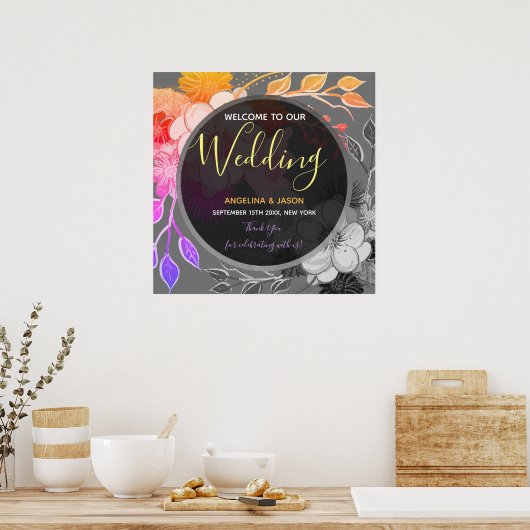 Modern Black Welcome Wedding Poster (Keuken)