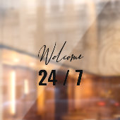 Modern Black Welkom 24/7 Raamsticker (Vel 2)