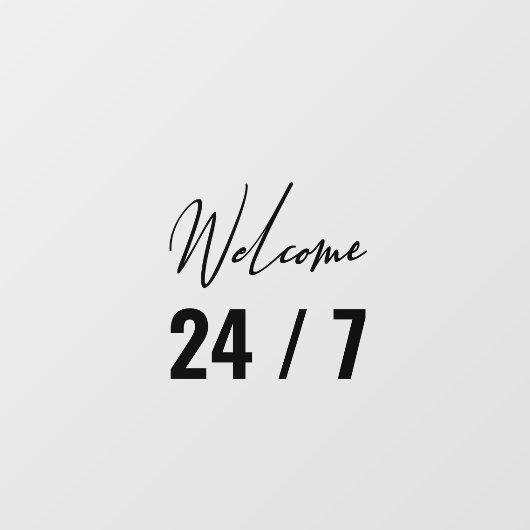 Modern Black Welkom 24/7 Raamsticker (Vel)