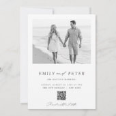 Modern Black & White 2 Photo QR Code Save The Date Kaart (Achterkant)