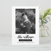 Modern Black White 3 Foto minimalistisch Afstudere Kaart (Staand voorkant)