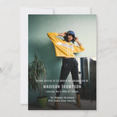 Modern Black & White 3 Photo Afstuderen Invitation Kaart (Achterkant)