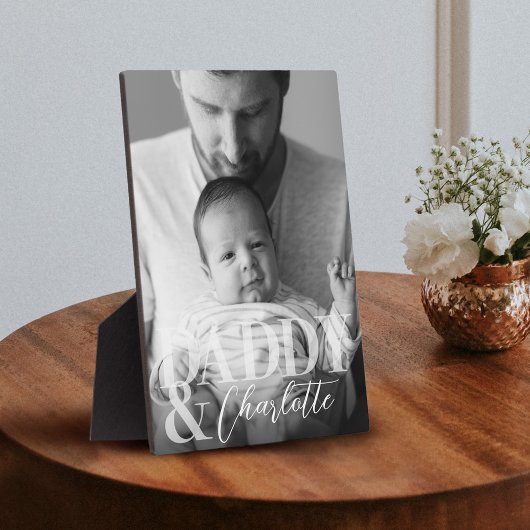 Modern Black White - Aangepaste foto's naam Baby e Fotoplaat