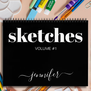 Modern Black White - Aangepersonaliseerde ketchboo Notitieboek