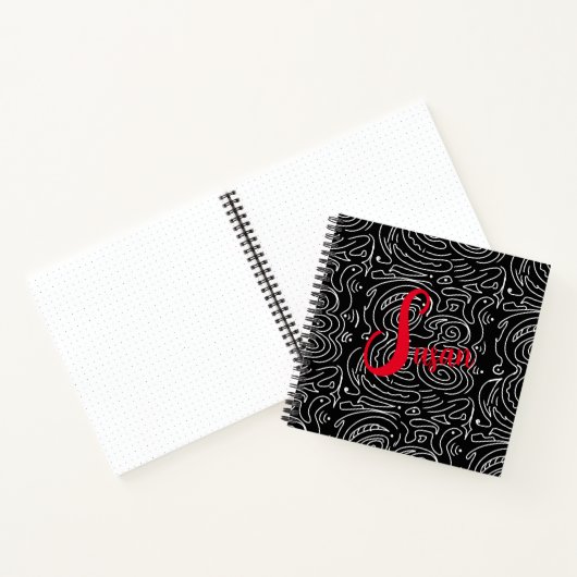 Modern Black White Abstract Lines Red Journal Notitieboek (Binnen)