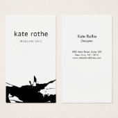 Modern Black White Abstract Splatter Visitekaartje (Voorkant /achterkant)