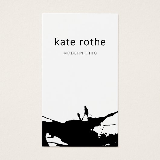 Modern Black White Abstract Splatter Visitekaartje (Voorkant)